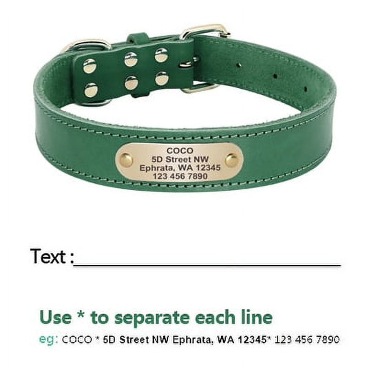Pet Artist Soft Genuine Leather Personalized Dog Collar
