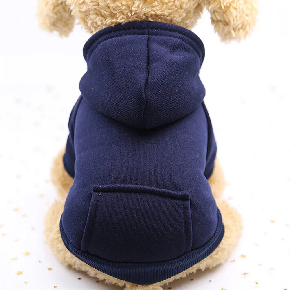 CICRKHB Small Dog Sweater Polyester Hoodied Sweatshirts with Pocket Dog Clothes Pet Clothing Pet Supplies Navy