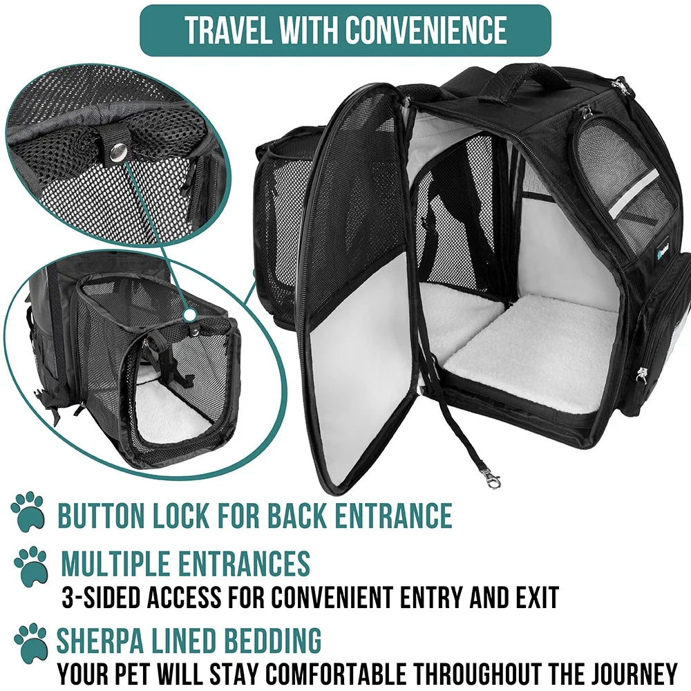PetAmi Expandable Pet Backpack Carrier