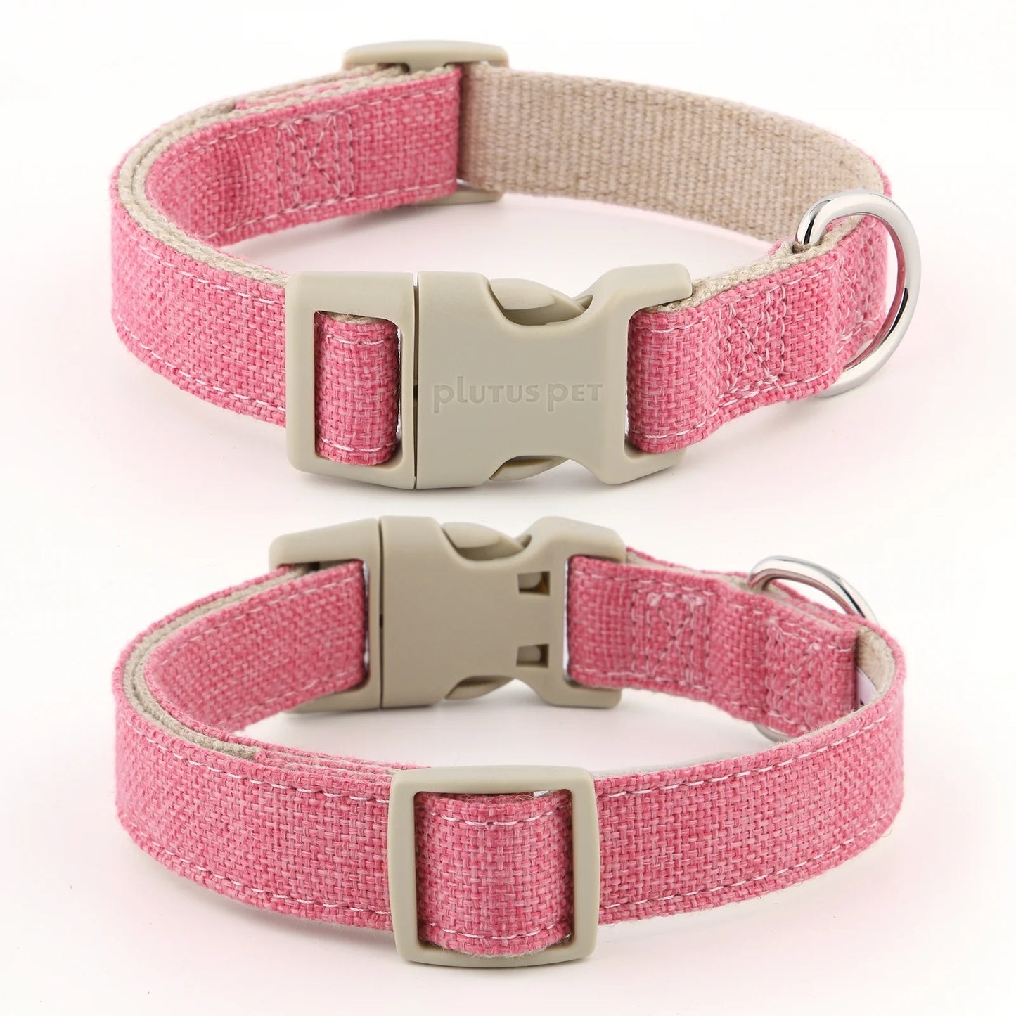 Plutus Pet Cotton Hemp Matching Dog Collar and Leash Set