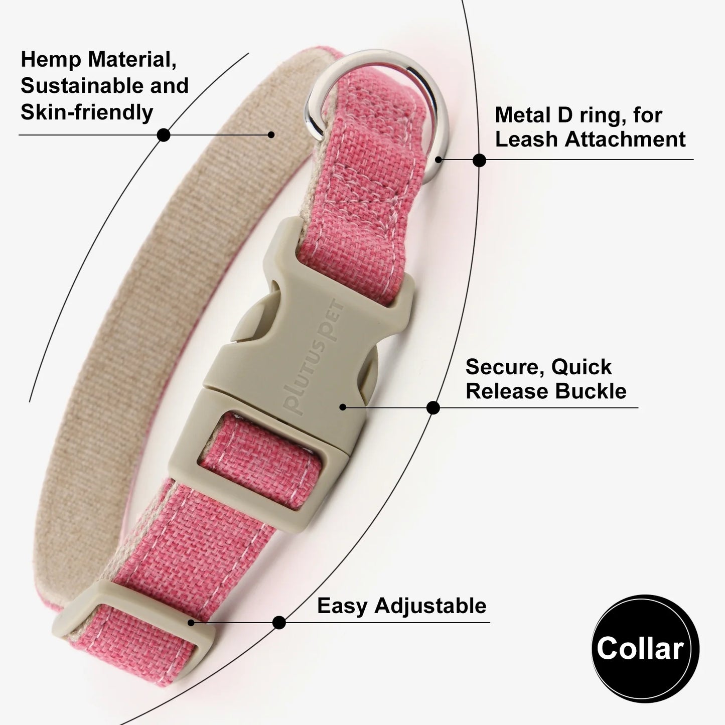 Plutus Pet Cotton Hemp Matching Dog Collar and Leash Set