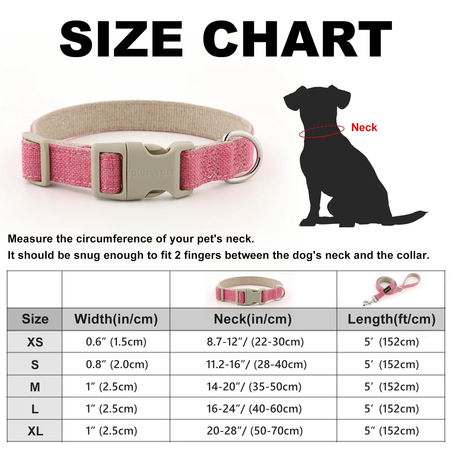 Plutus Pet Cotton Hemp Matching Dog Collar and Leash Set