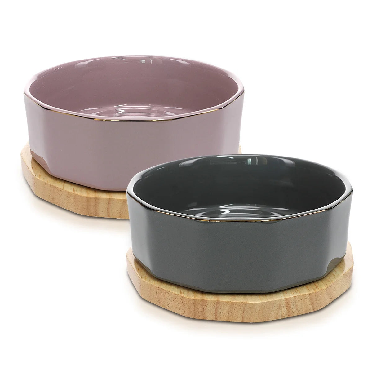 Navaris Ceramic Pet Bowls Set