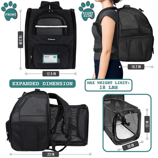 PetAmi Expandable Pet Backpack Carrier