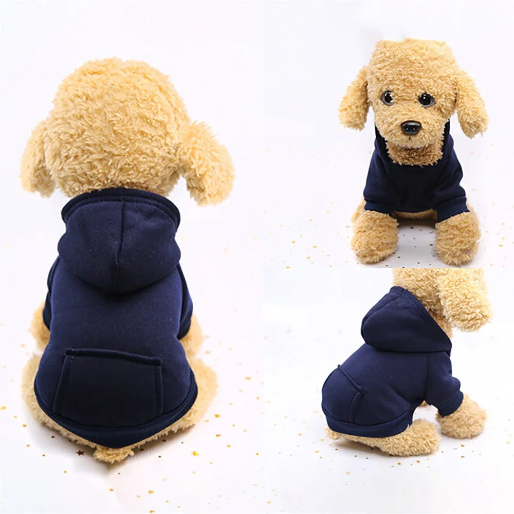CICRKHB Small Dog Sweater Polyester Hoodied Sweatshirts with Pocket Dog Clothes Pet Clothing Pet Supplies Navy